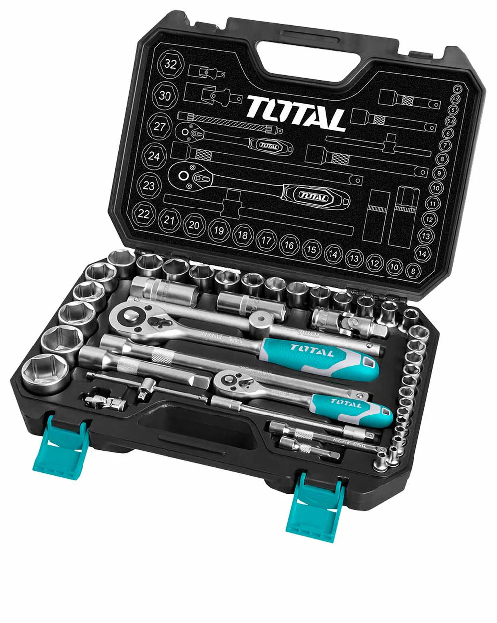 TOTAL THT421441 44 Pcs Socket Set 1/4" & 1/2" Dr. Tools Total